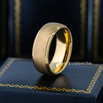 Jewelry Avalanche 8mm Domed Gold IP Florentine Finish Tungsten Carbide Mens Wedding Band