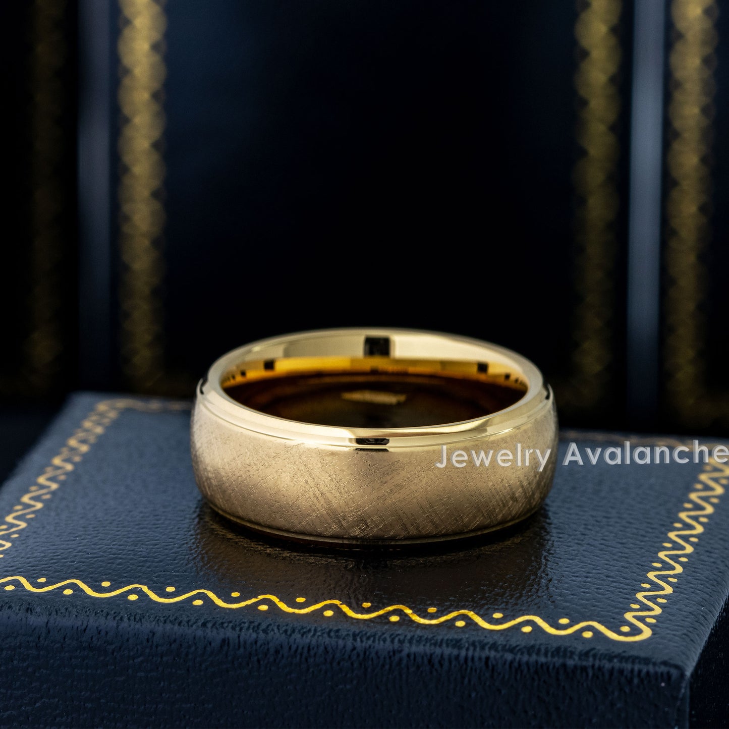 Jewelry Avalanche 8mm Domed Gold IP Florentine Finish Tungsten Carbide Mens Wedding Band