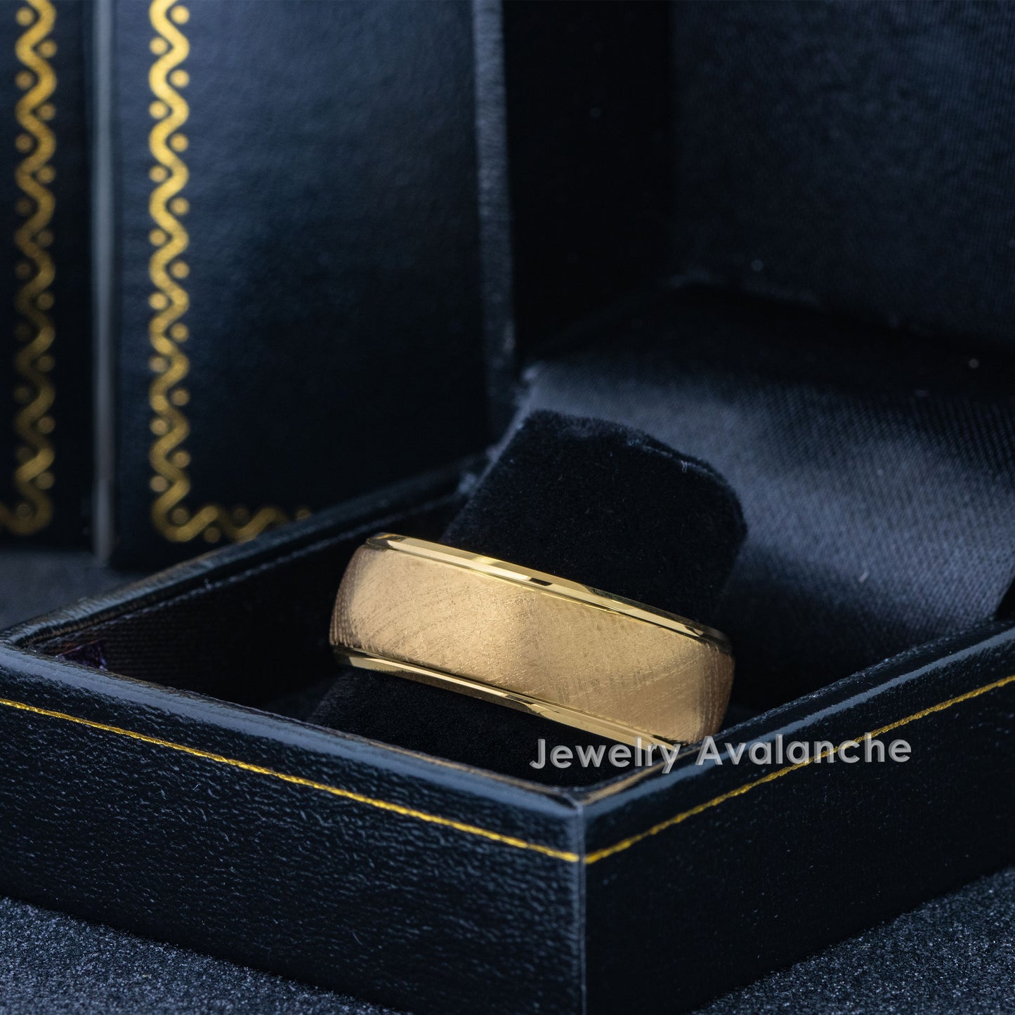 Jewelry Avalanche 8mm Domed Gold IP Florentine Finish Tungsten Carbide Mens Wedding Band