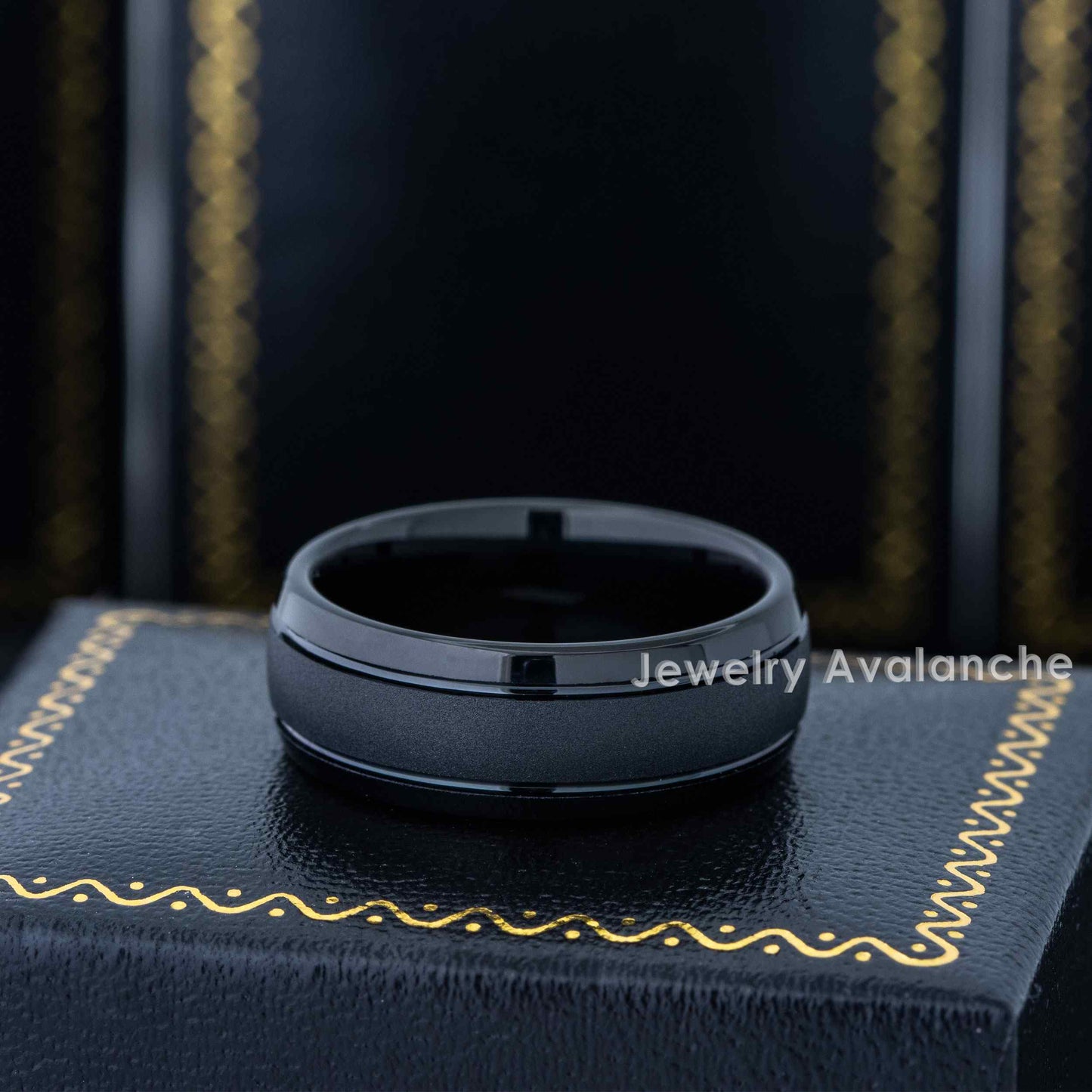 Jewelry Avalanche Black IP Sandstone Finish Dome Tungsten Carbide Wedding Band, Comfort-fit, 8mm