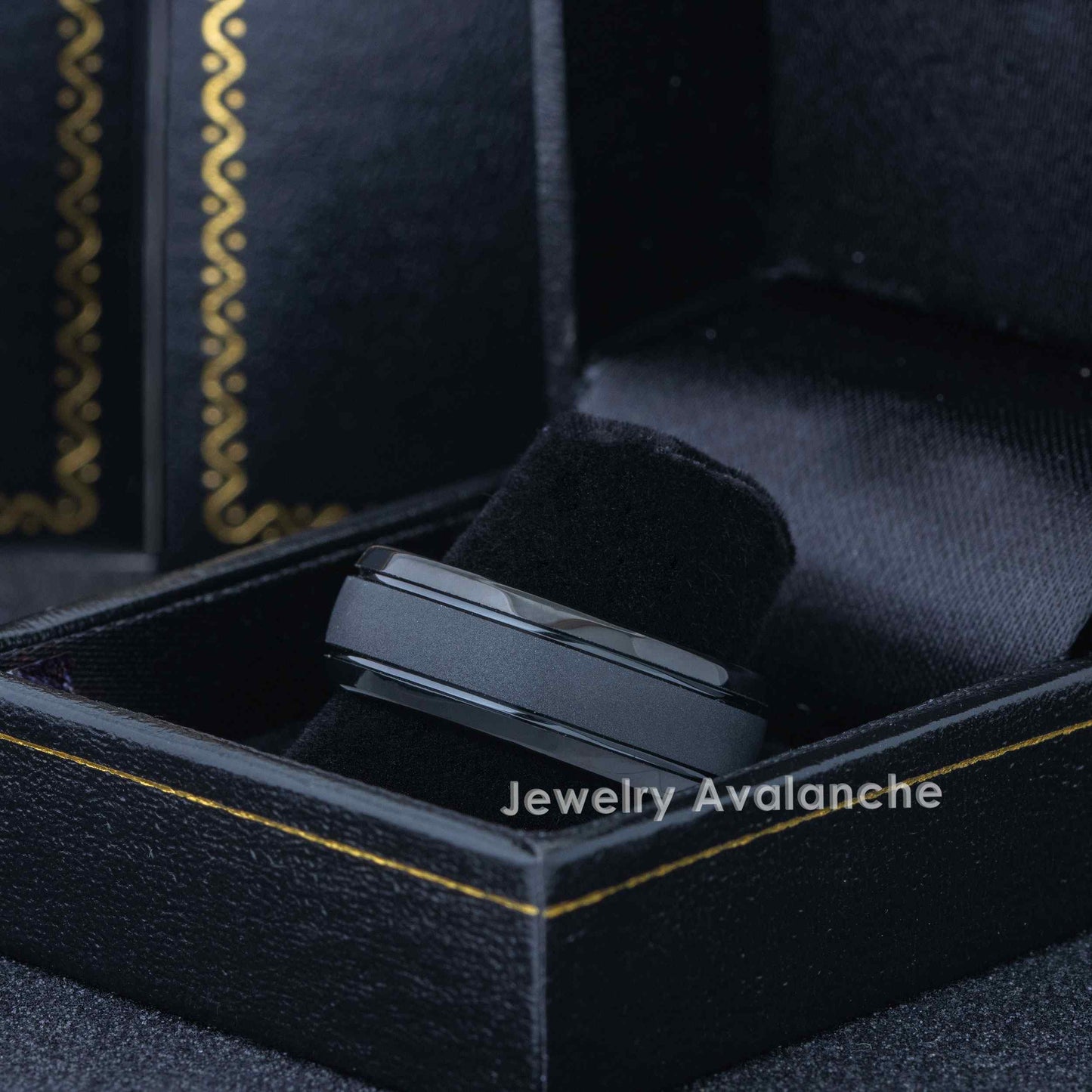 Jewelry Avalanche Black IP Sandstone Finish Dome Tungsten Carbide Wedding Band, Comfort-fit, 8mm