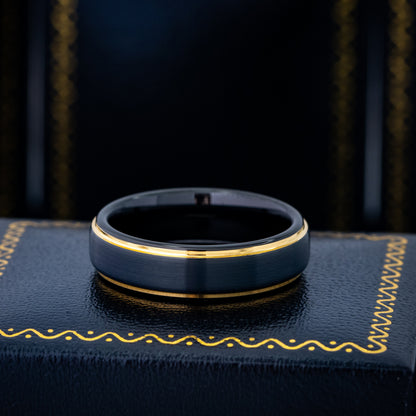Jewelry Avalanche 6mm Stepped Black & Gold IP Tungsten Carbide Men Women Wedding Band