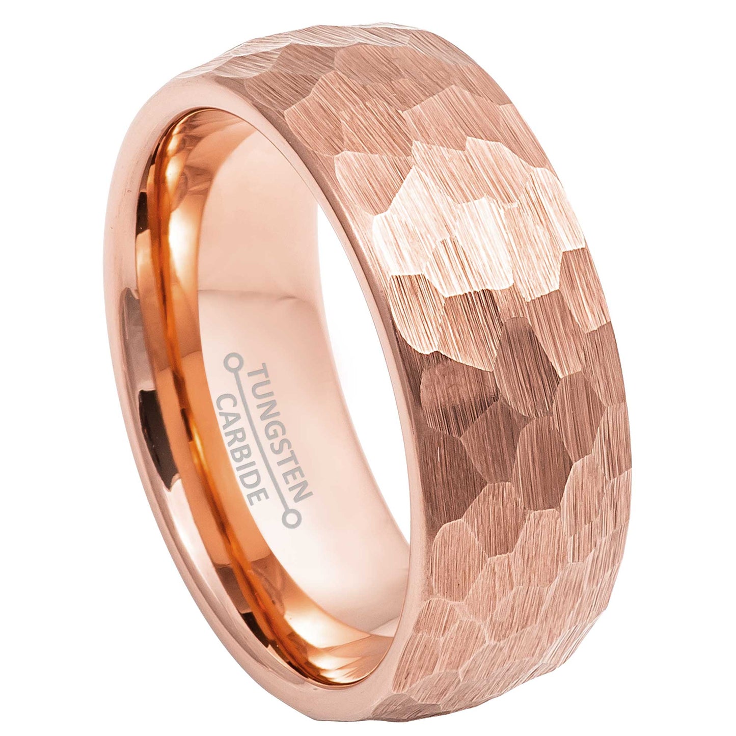 Jewelry Avalanche 8mm Dome Rose Gold IP Hammered Tungsten Carbide Mens Wedding Band