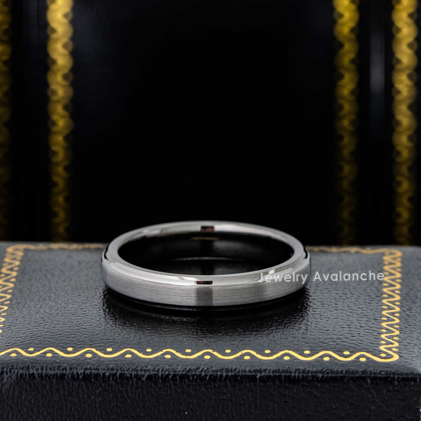 Jewelry Avalanche 4mm Gunmetal Dark-gray Tungsten Carbide Wedding Band, Comfort-fit