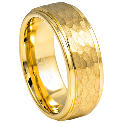 jewelry-avalanche-gold-ip-hammered-finish-stepped-tungsten-carbide-wedding-band-comfort-fit-8mm-#912