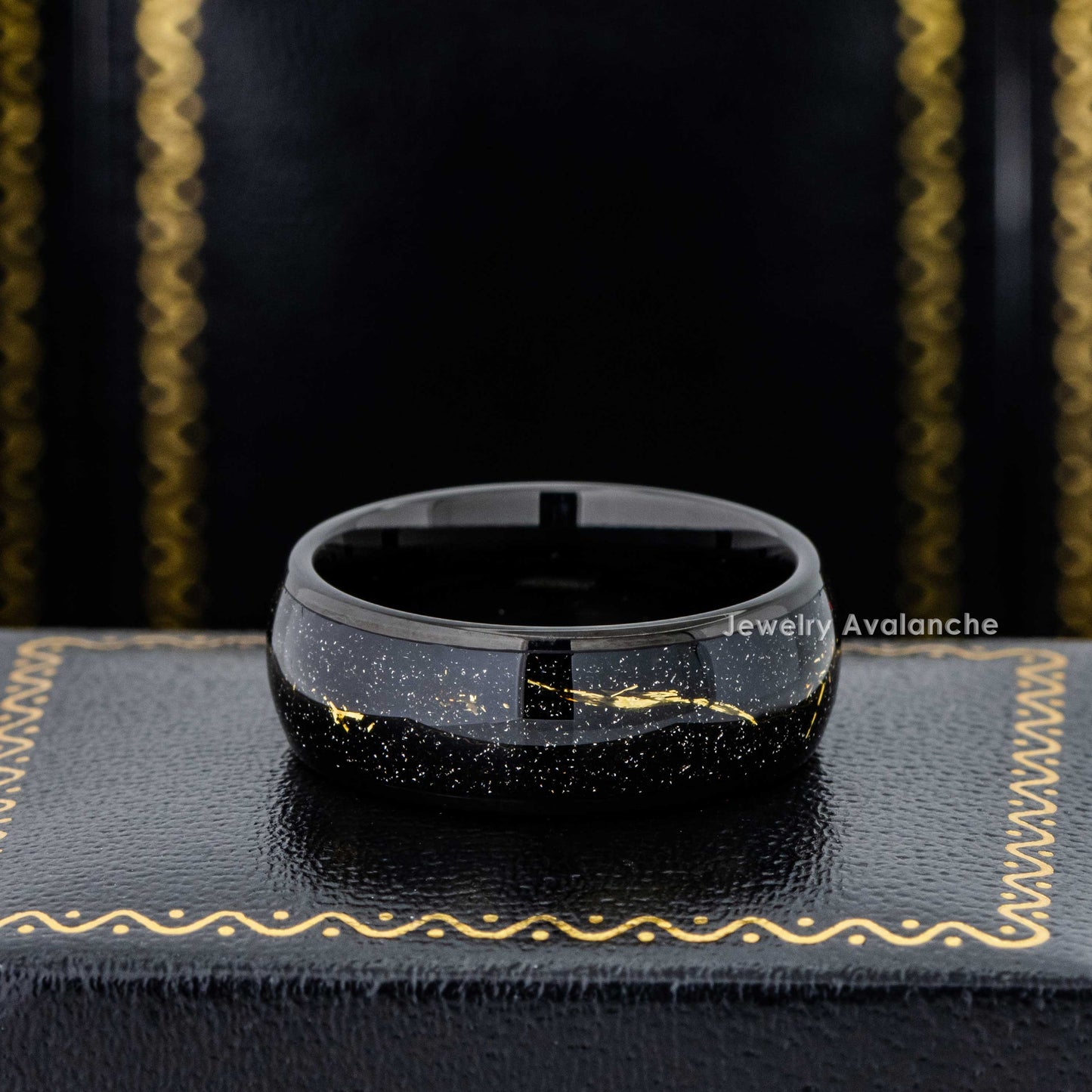 Jewelry Avalanche Cosmic Galaxy Ring, Tungsten Wedding Band, Imitation Meteorite Galaxy Ring 8mm