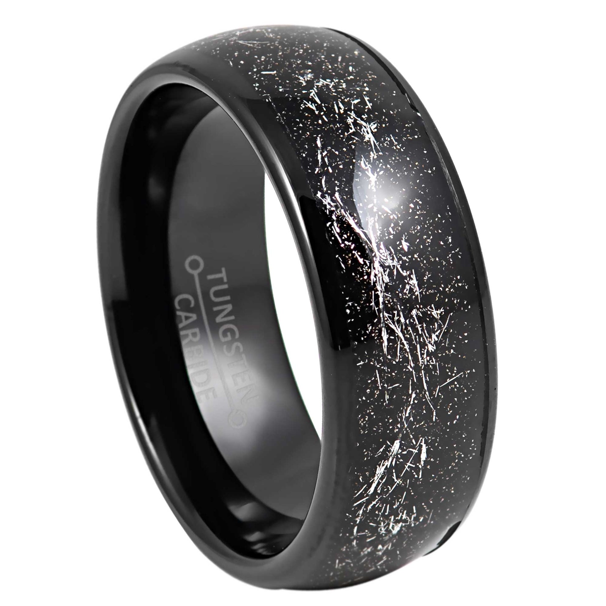 jewelry-avalanche-black-ip-with-imitation-white-meteorite-inlay-dome-tungsten-carbide-wedding-band-comfort-fit-8mm-#914
