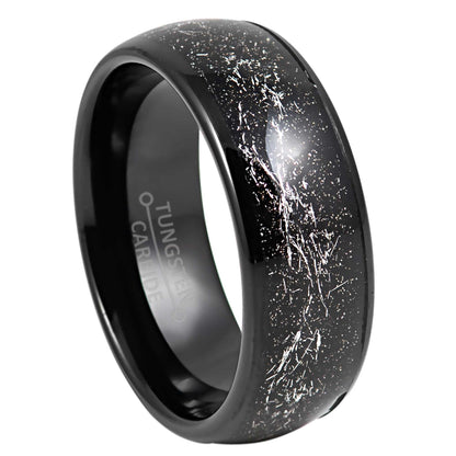 jewelry-avalanche-black-ip-with-imitation-white-meteorite-inlay-dome-tungsten-carbide-wedding-band-comfort-fit-8mm-#914
