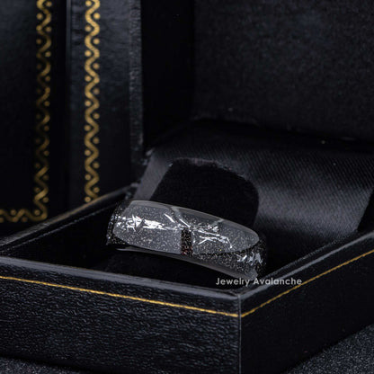 Jewelry Avalanche Cosmic Galaxy Ring, Tungsten Wedding Ring, Silver Meteorite Galaxy Ring 8mm