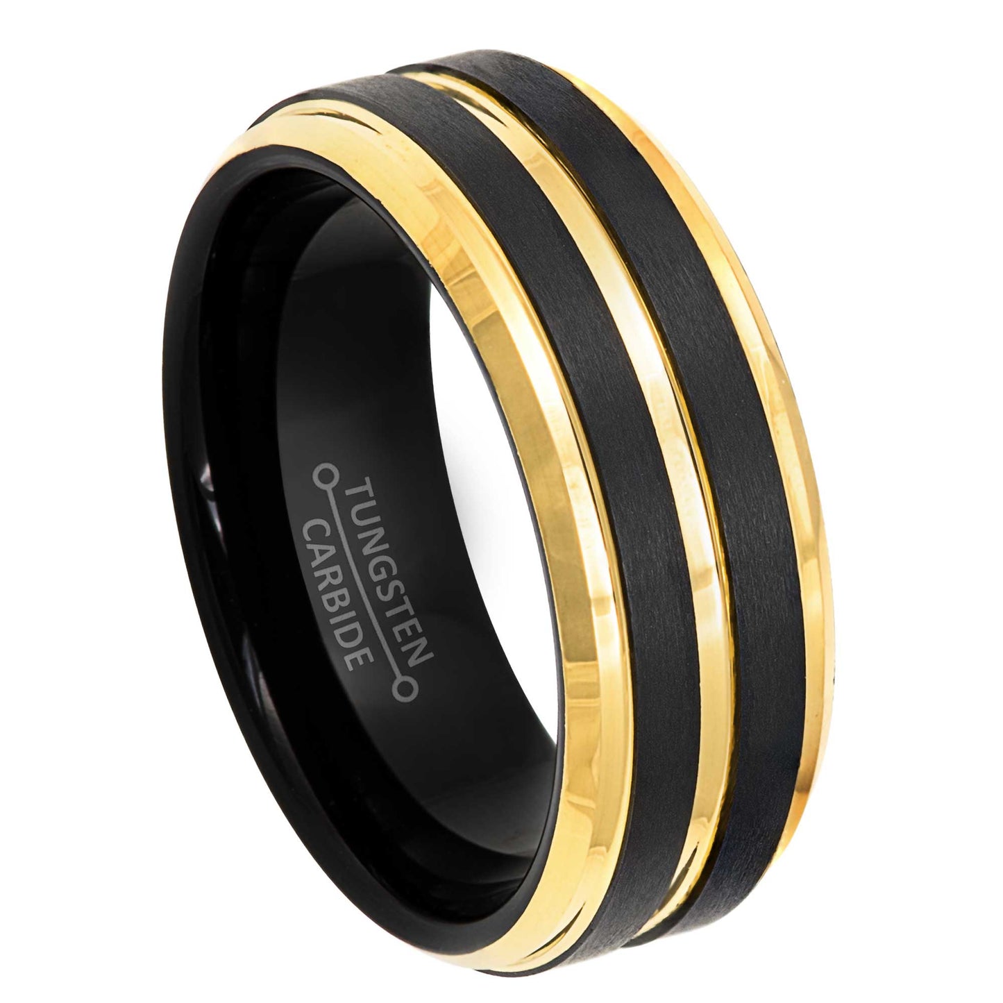 jewelry-avalanche-black-ip-brushed-pinstripe-yellow-ip-beveled-tungsten-carbide-wedding-band-comfort-fit-8mm-#918