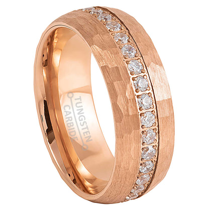 jewelry-avalanche-rose-gold-ip-eternity-cz-hammered-dome-tungsten-carbide-wedding-band-comfort-fit-8mm-#921