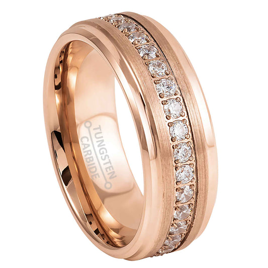 jewelry-avalanche-rose-gold-ip-eternity-cz-brushed-stepped-tungsten-carbide-wedding-band-comfort-fit-8mm-#926
