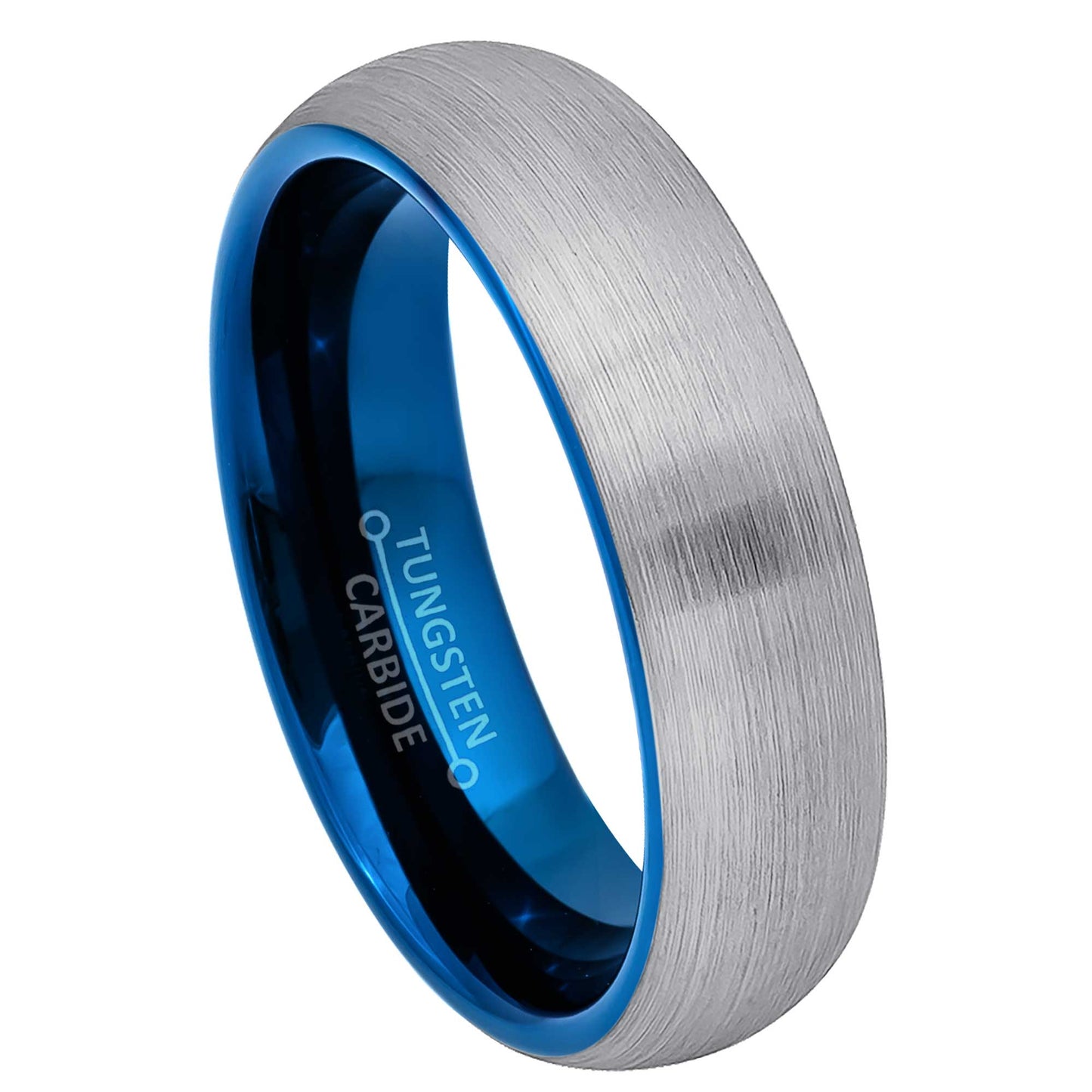 Jewelry Avalanche Blue & Gunmetal IP Dome Tungsten Carbide Men Women Wedding Band 6mm