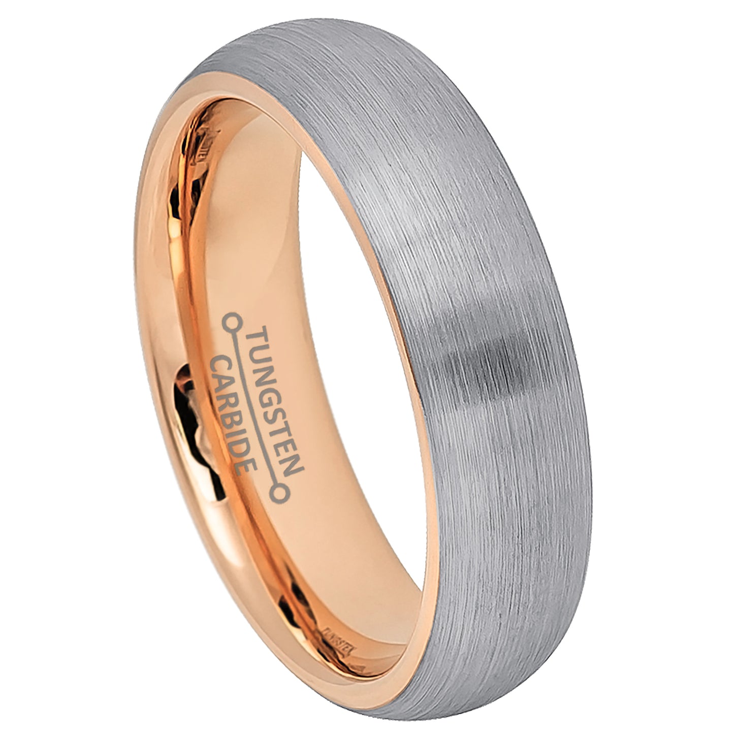 Jewelry Avalanche Rose Gold & Gunmetal IP Dome Tungsten Carbide Men Women Wedding Band 6mm