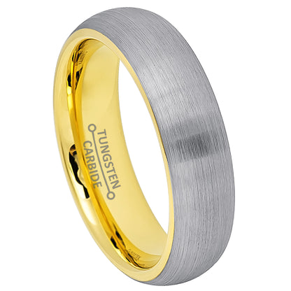Jewelry Avalanche Gold and Gunmetal IP Dome Tungsten Carbide Men Women Wedding Band 6mm
