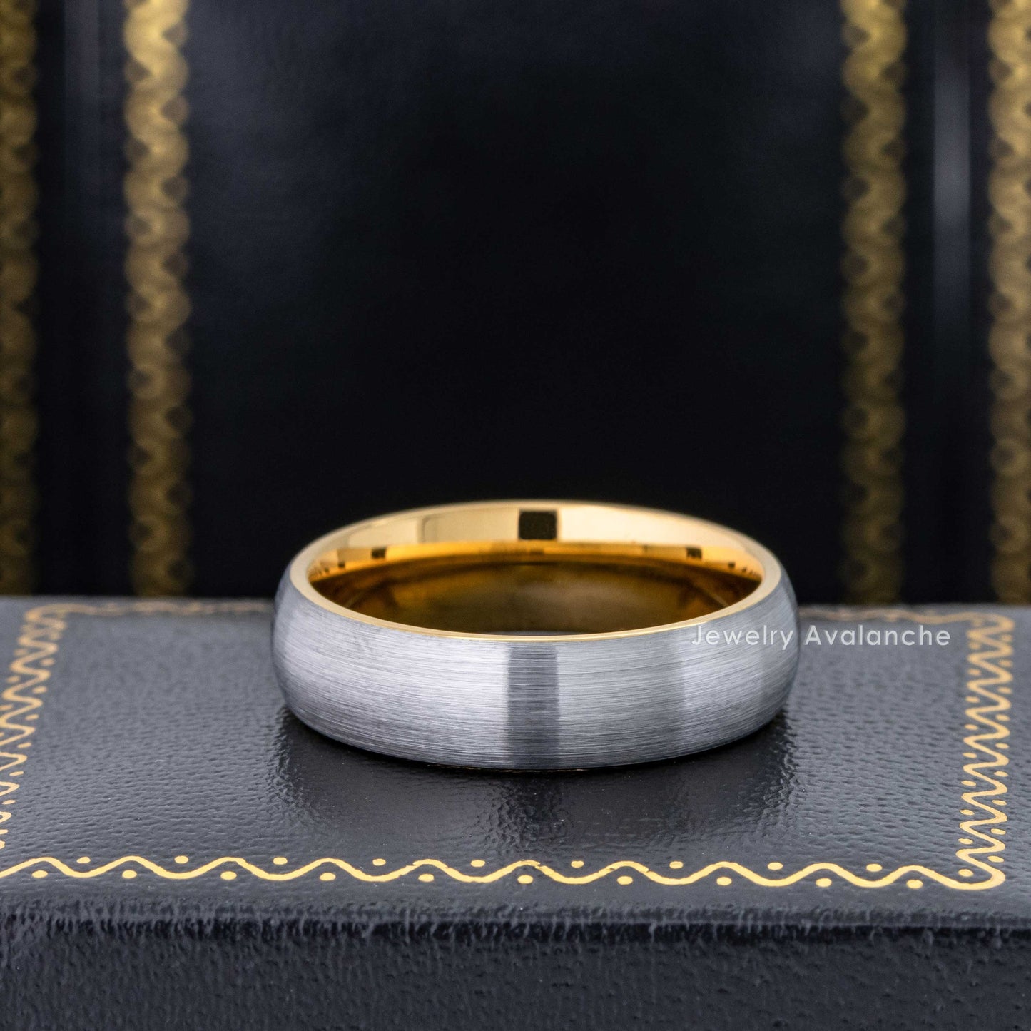 Jewelry Avalanche Gold and Gunmetal IP Dome Tungsten Carbide Men Women Wedding Band 6mm