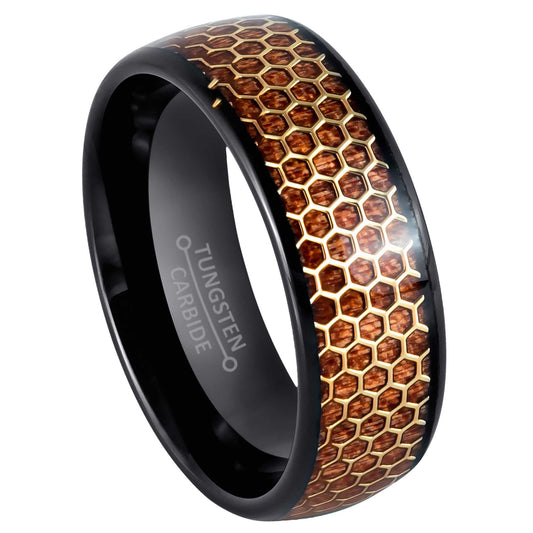 jewelry-avalanche-black-ip-honeycomb-and-rosewood-inlay-dome-tungsten-carbide-wedding-band-comfort-fit-8mm