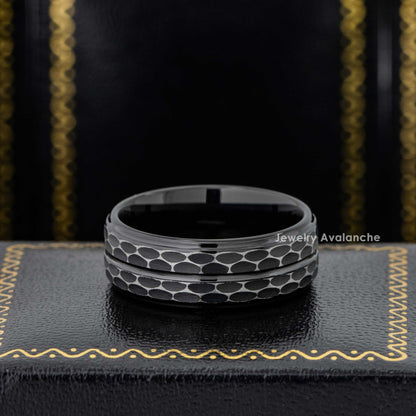 Jewelry Avalanche Rugged Leopard Spots Style Black Tungsten Carbide Mens Wedding Band 8mm