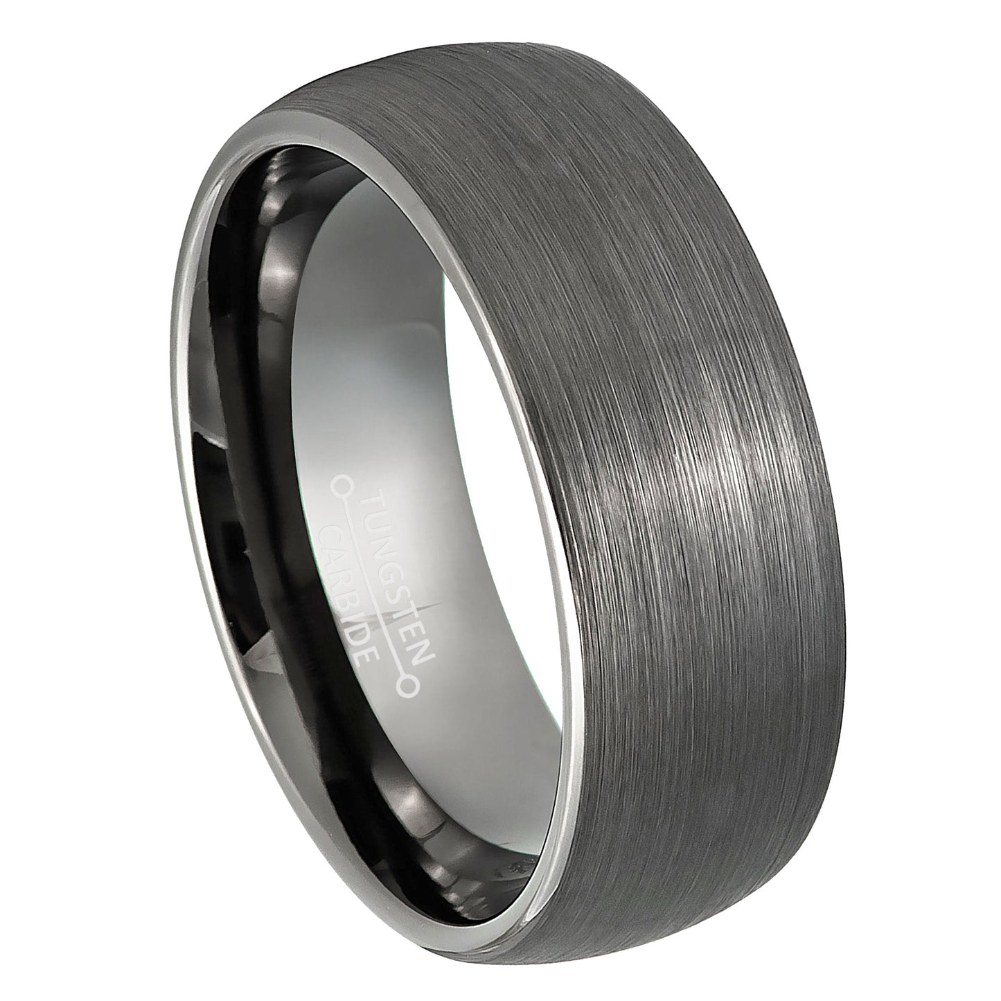 Jewelry Avalanche 8mm Gunmetal Dome Tungsten Carbide Mens Wedding Band Comfort-fit