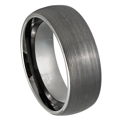 Jewelry Avalanche 8mm Gunmetal Dome Tungsten Carbide Mens Wedding Band Comfort-fit
