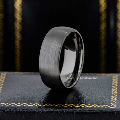 Jewelry Avalanche 8mm Gunmetal Dome Tungsten Carbide Mens Wedding Band Comfort-fit