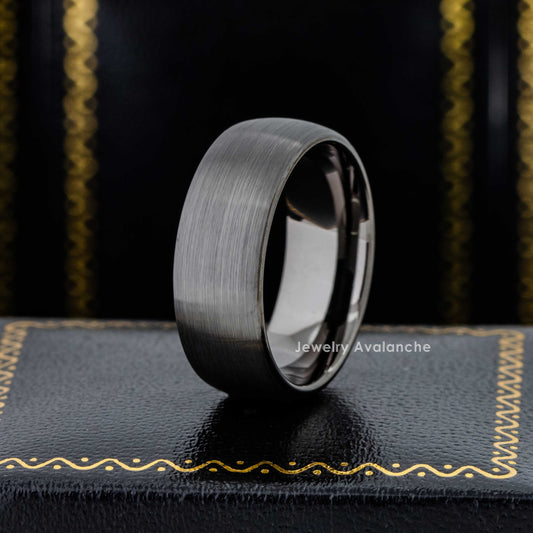 Jewelry Avalanche 8mm Gunmetal Dome Tungsten Carbide Mens Wedding Band Comfort-fit