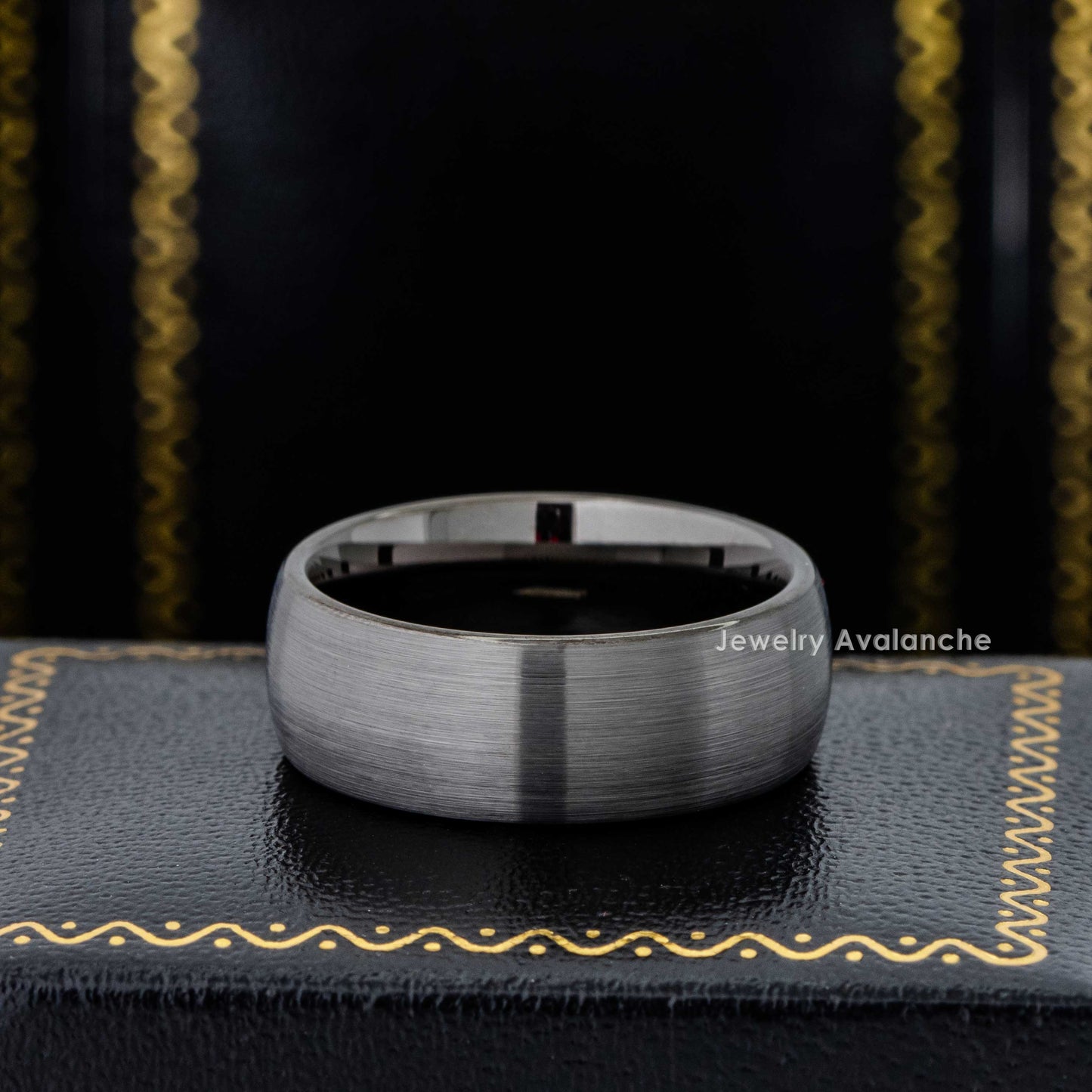 Jewelry Avalanche 8mm Gunmetal Dome Tungsten Carbide Mens Wedding Band Comfort-fit