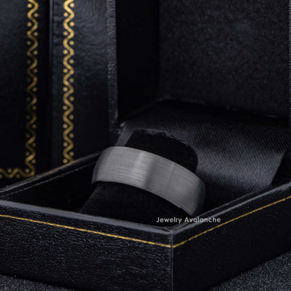 Jewelry Avalanche 8mm Gunmetal Dome Tungsten Carbide Mens Wedding Band Comfort-fit