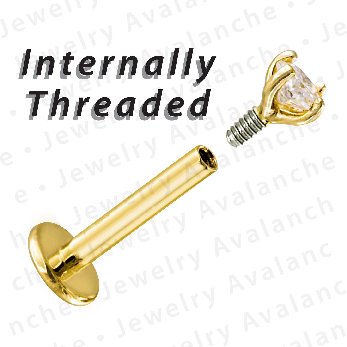 Jewelry Avalanche Unisex 16G 14K Gold 2mm Moissanite Labret Studs, Monroe, Lip Ring, 16G