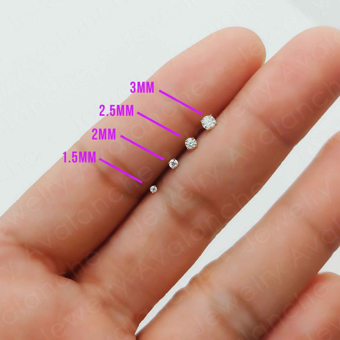 Jewelry Avalanche 1.5mm-3mm CZ Solid 22G 14K Gold Nose Bone Nose Stud